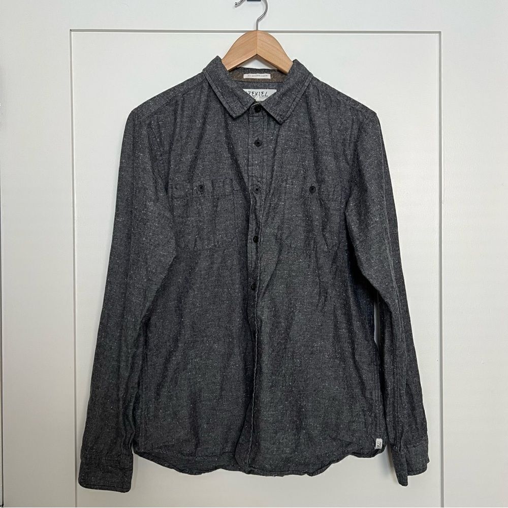 EZEKIEL Shirt Mens Medium Charcoal Gray Long Sleeve Button Up 100% Cotton